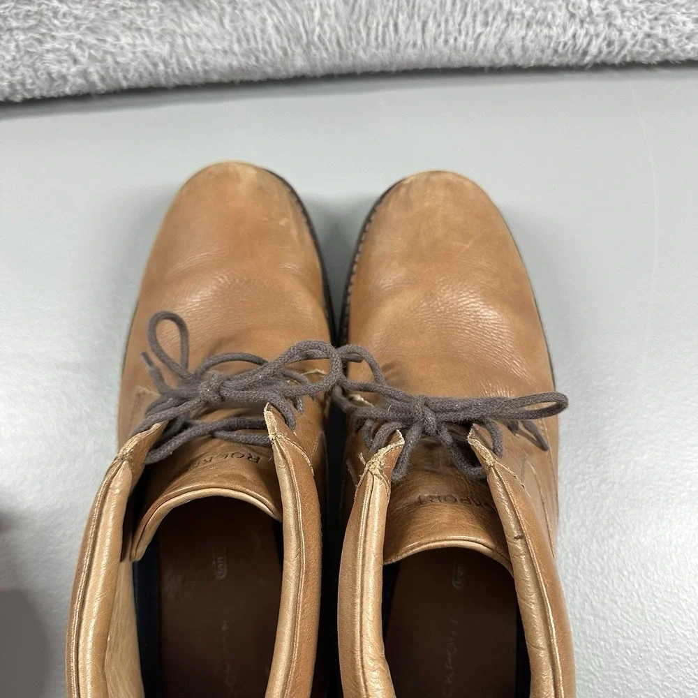 Rockport Chukka Boots Mens 8.5M Premium Class Cognac Brown‎ Leather
